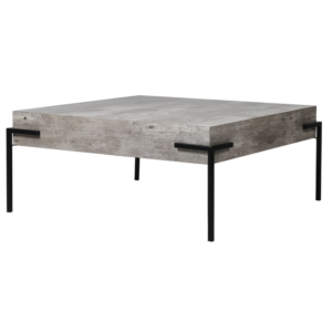 Our coffee table with a concrete look is a square piece measuring 36 cm in height, 83 cm in width, and 83 cm in depth. It features a faux concrete finish in delicate beige and gray tones, complemented by a sleek black iron frame. The table is lightweight and easy to move, making it practical for any space. Its design allows for easy vacuuming underneath, and it comes at a great price, offering both style and convenience.