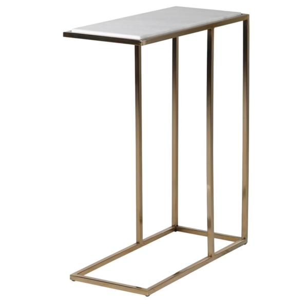 Our small, practical, and incredibly stylish side table is the perfect addition to any space. Designed to function both as a traditional side table and to slide over seating areas, it offers versatile functionality. The table features a stainless steel frame with a brass look and a stunning white marble top. Its elegant design and practical use make it a must-have for any home.
Measurements: H:60 W:46 D:22 cm.